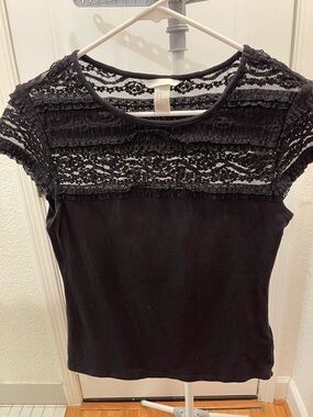 H&M Black Lace Yoke Camisole Top